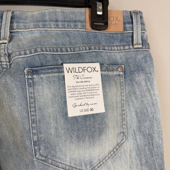 NWT Wildfox Carmen Low Rise Skinny Jeans Women's 30 Magic Trick Blue Distressed - Picture 11 of 15